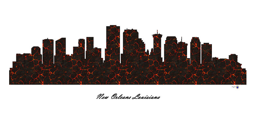 New Orleans Louisiana Molten Lava Skyline Digital Art by Gregory Murray