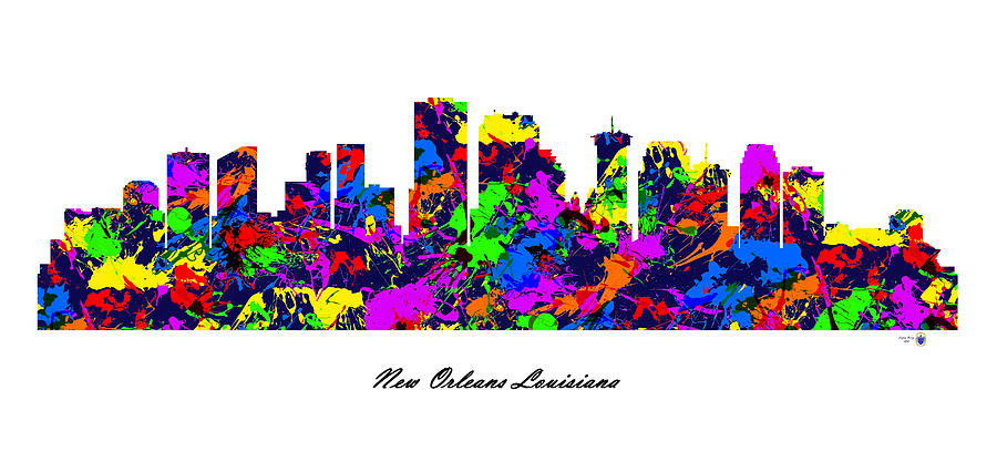 New Orleans Louisiana Paint Splatter Skyline Digital Art by Gregory Murray