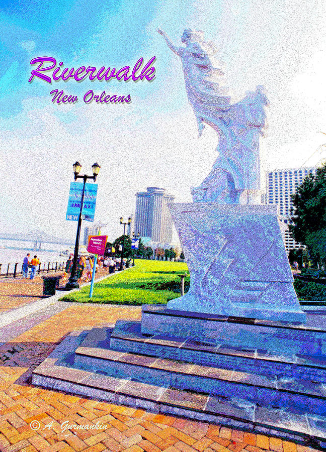 New Orleans Louisiana Riverwalk Digital Art by A Macarthur Gurmankin