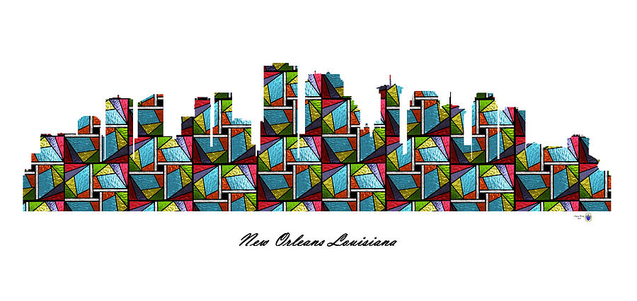 New Orleans Louisiana Stained Glass Skyline Digital Art by Gregory Murray