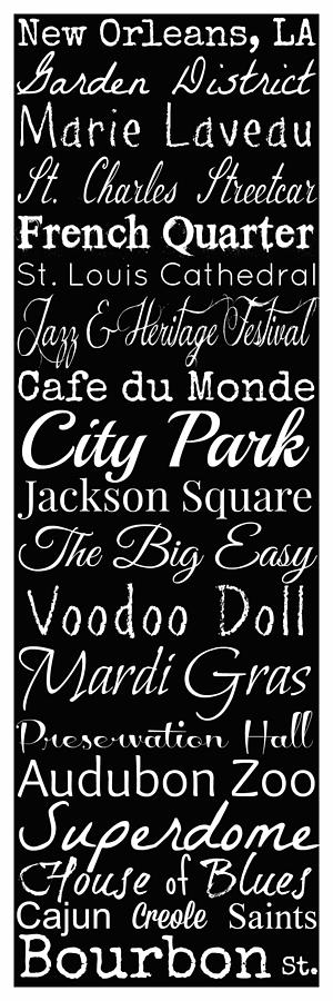 New Orleans Photograph - New Orleans Louisiana Typography by Southern Tradition