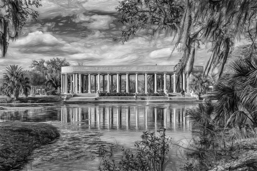 Nature Photograph - New Orleans Peristyle - Paint bw by Steve Harrington