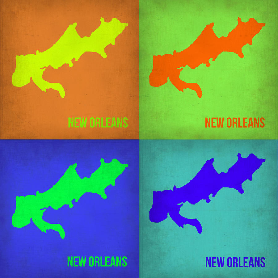 New Orleans Map Painting - New Orleans Pop Art Map 1 by Naxart Studio