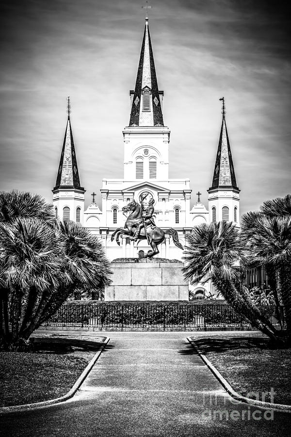 Andrew Jackson Photograph - New Orleans St. Louis Cathedral Black and White Picture by Paul Velgos