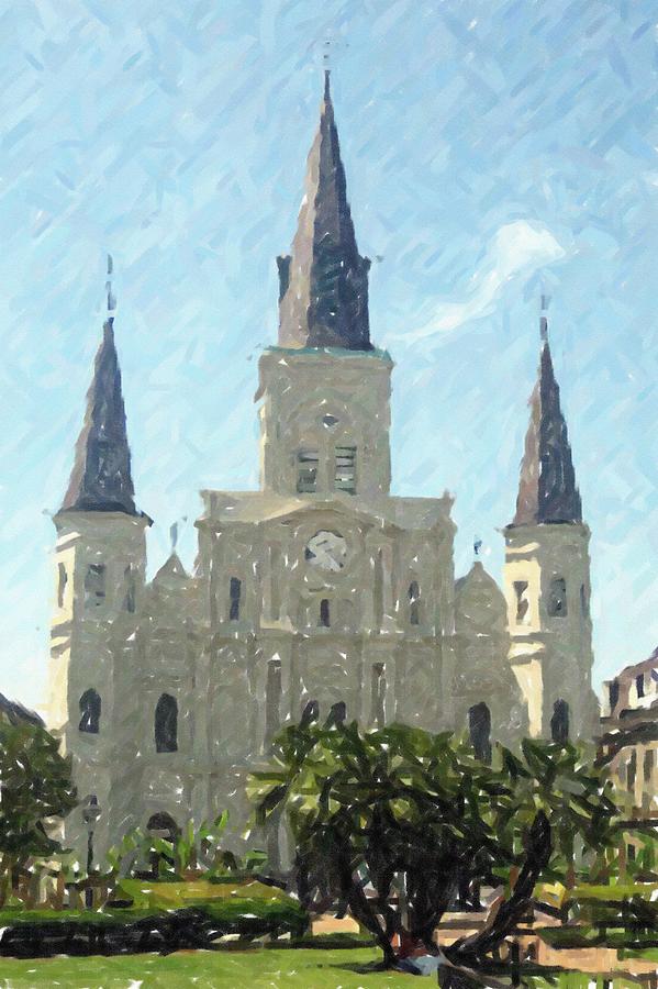 New Orleans St. Louis Cathedral Louisiana Artwork Pastel by Olde Time  Mercantile