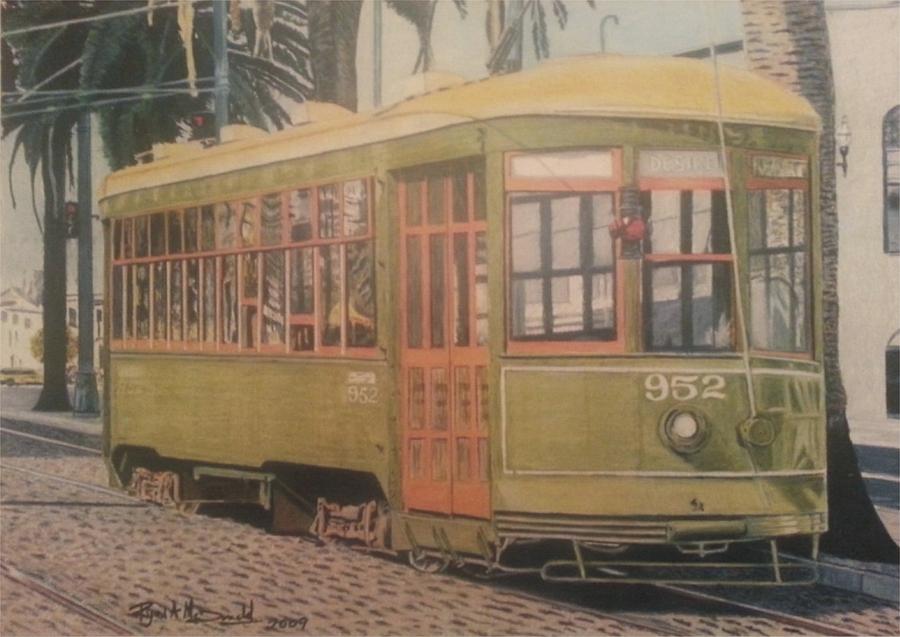 New Orleans Drawing - New Orleans Street Car No. 952 by Ryan McDonald