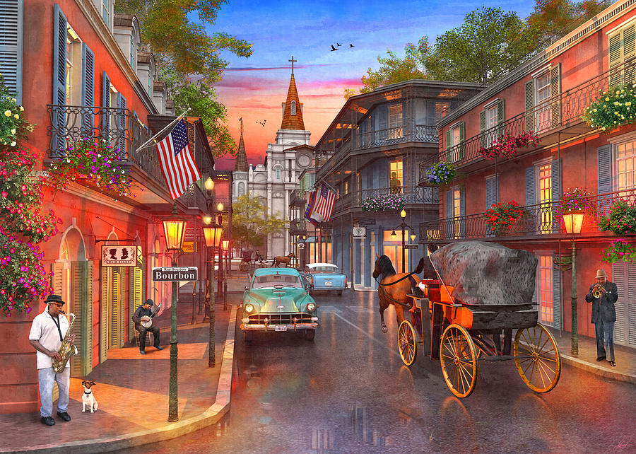 New Orleans Sunset Painting by MGL Meiklejohn Graphics Licensing