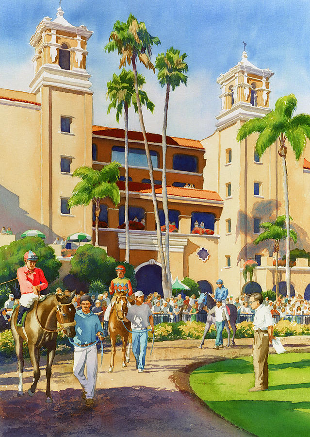 Paddock Painting - New Paddock at Del Mar by Mary Helmreich