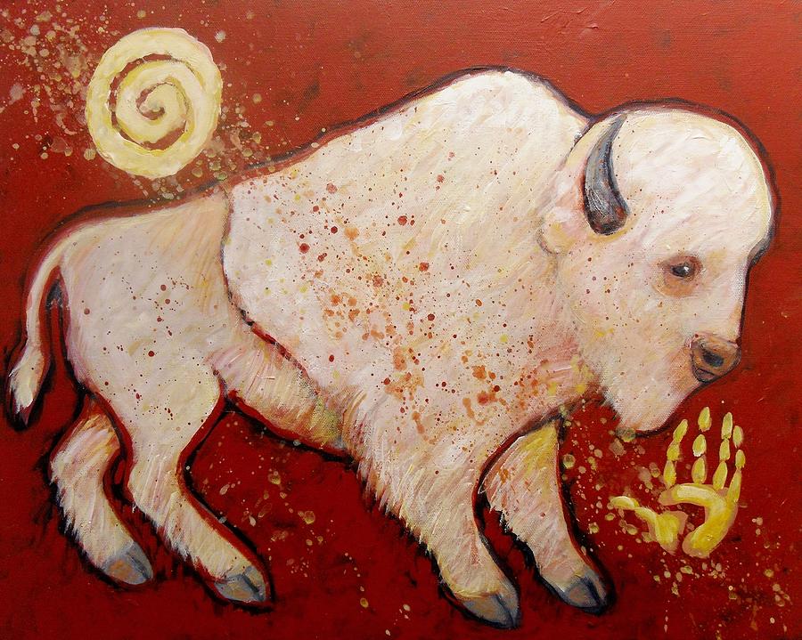 New Peace White Buffalo Painting by Carol Suzanne Niebuhr
