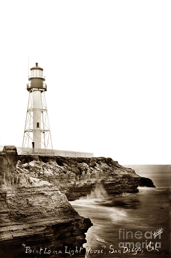 Lighthouse Photograph - New Point Loma Lighthouse San Diego circa 1910 by Monterey County Historical Society