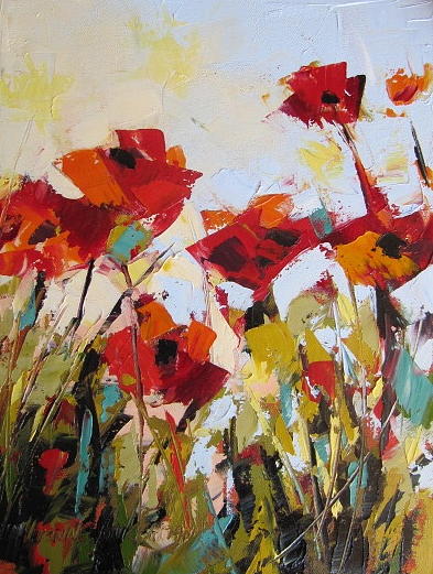 New poppies Painting by Yvonne Ankerman