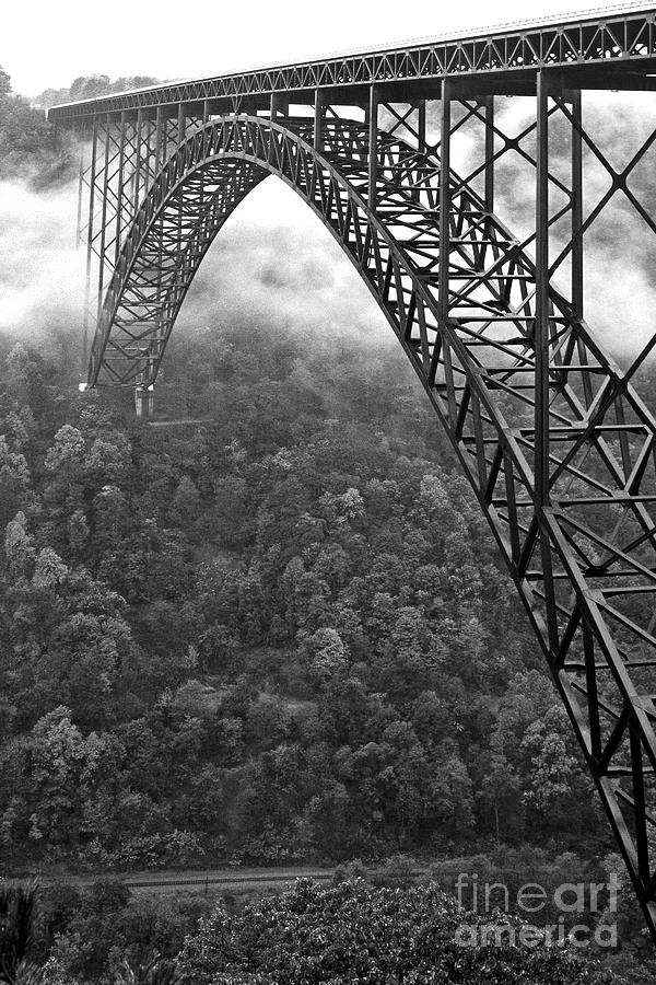 New River Gorge Bridge Black And White Photograph