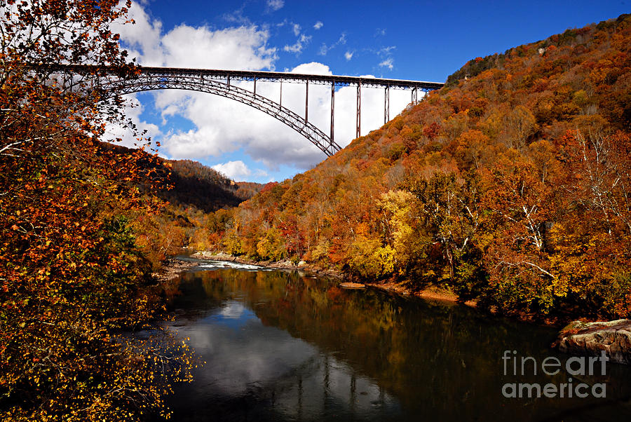 New River Gorge Bridge in Autumn Photograph by Larry Ricker