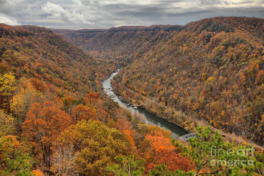 New River Gorge Overlook Fall Foliage Photograph by Adam Jewell