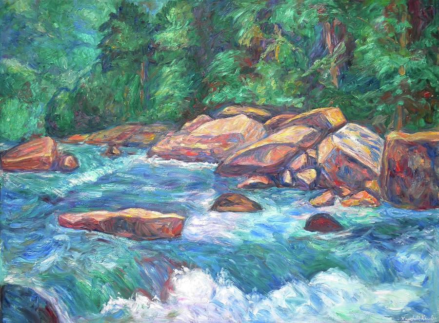 New River Fast Water Painting by Kendall Kessler