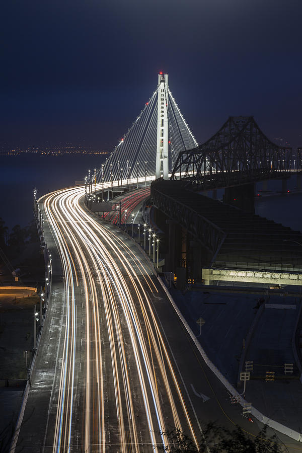New San Francisco Oakland Bay Bridge Vertical Photograph by Adam Romanowicz