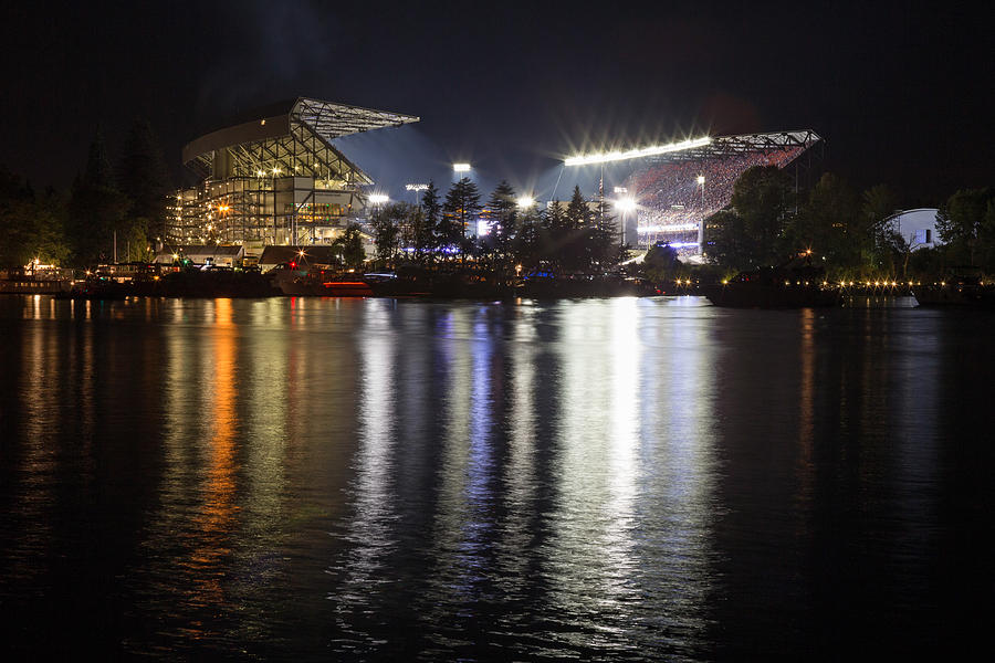 New Husky Stadium Reflection Photograph by Max Waugh