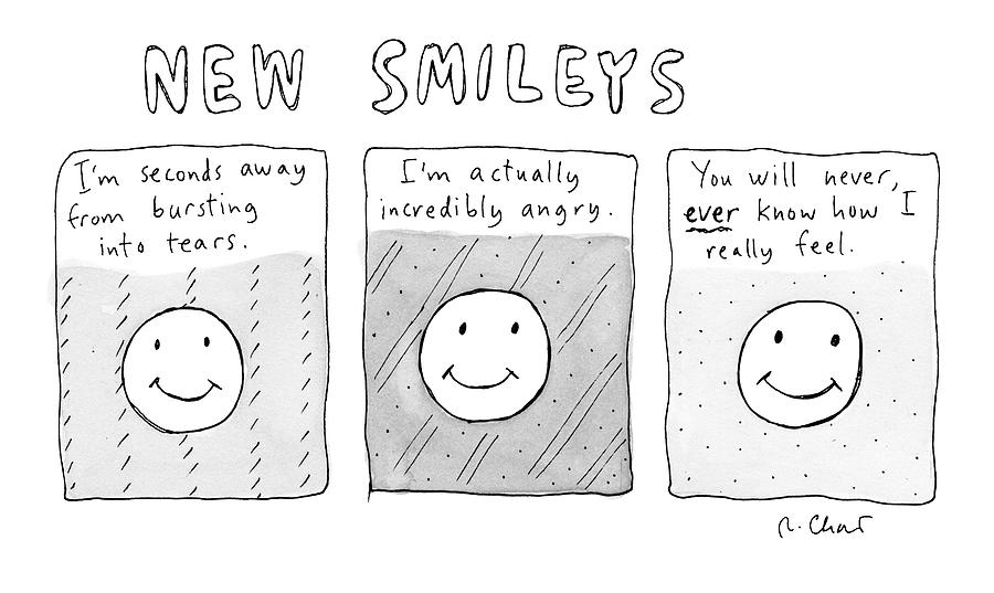 New Versions Of The Stick Figure Smileys Drawing by Roz Chast