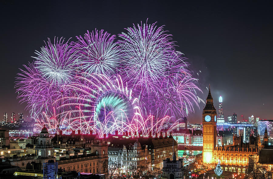 Big Ben Photograph - New Year Fireworks by Stewart Marsden