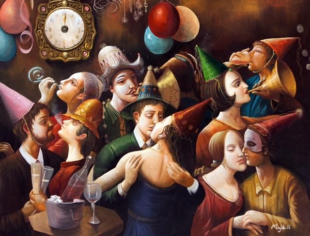 New Year Party 2 Painting by Majd Ramadan - Fine Art America