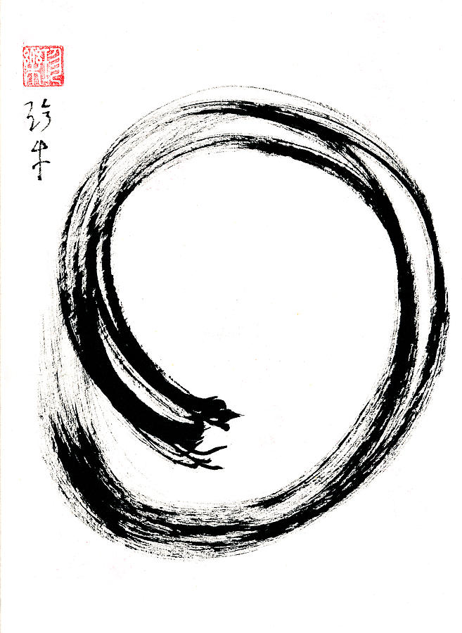 New Year Zen Enso Painting by Janet Gunderson