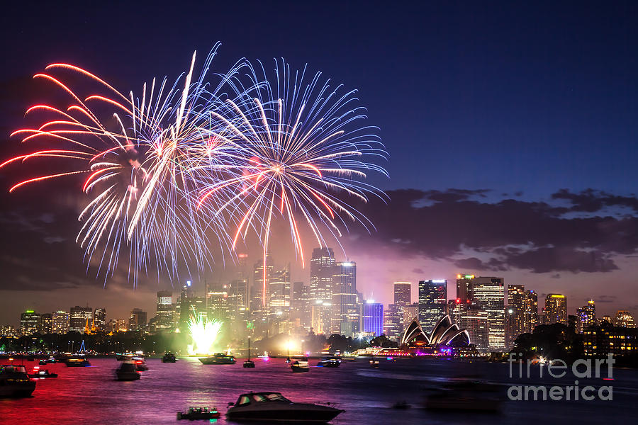 New years eve fireworks in Sydney - Australia Photograph by Matteo Colombo