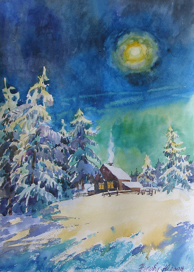 New Years fairy tale Painting by Juliya Zhukova