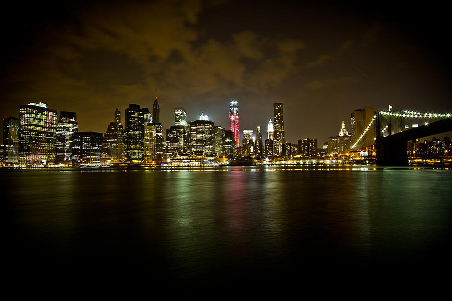 Brooklyn Bridge Photograph - New York - Night Skyline II by Amador Esquiu Marques