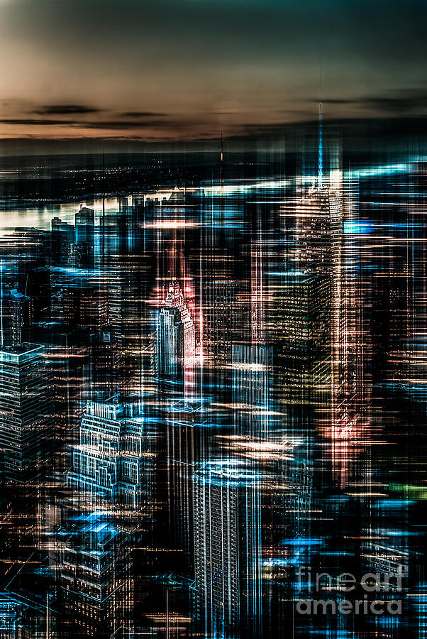 New York - the night awakes - dark Photograph by Hannes Cmarits