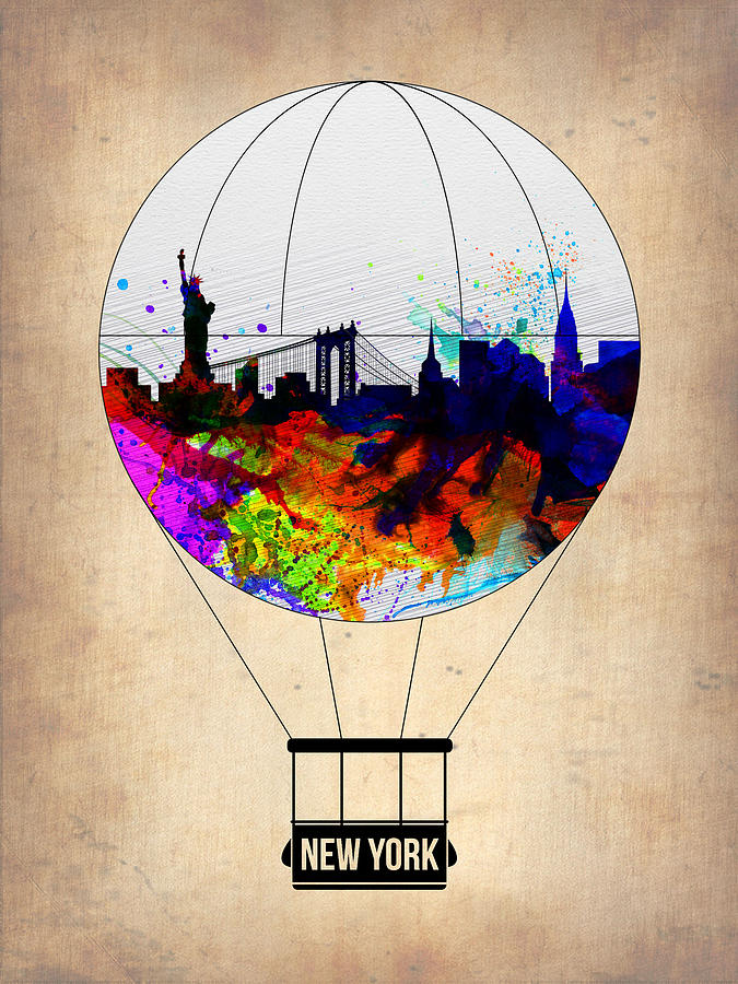 New York City Painting - New York Air Balloon by Naxart Studio