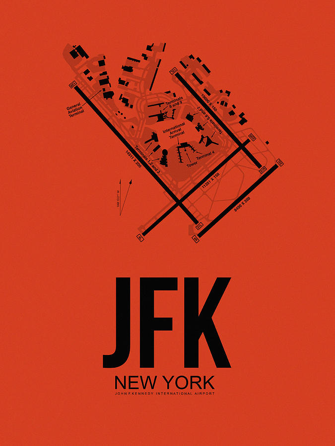 New York City Digital Art - New York Airport Poster 2 by Naxart Studio