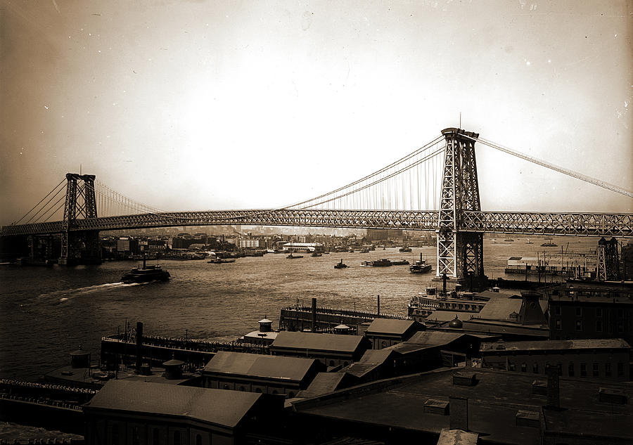 New York And Williamsburg Bridge, Bridges Drawing by Litz Collection ...