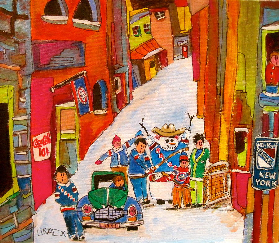 Montreal Canadiens Painting - New York Back Lane Coaching by Michael Litvack