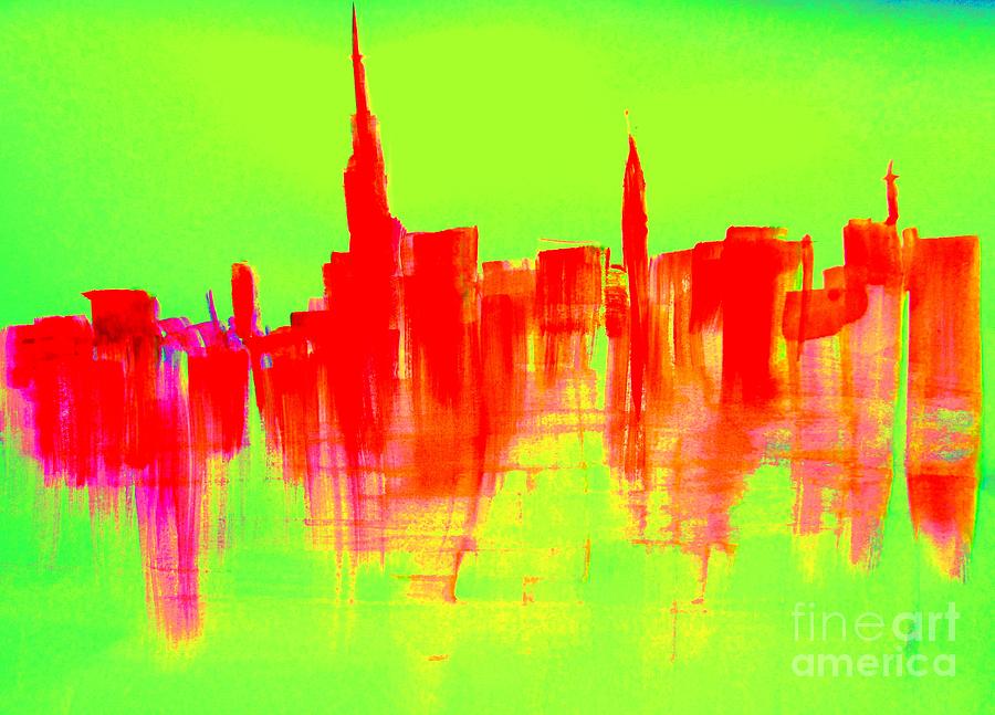 New york city abstract skyline  Painting by Mary Cahalan Lee - aka PIXI