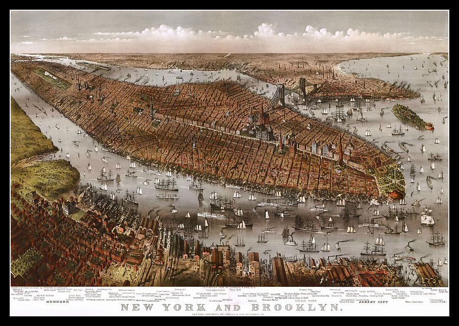 New York City and Brooklyn 1875 Map Photograph by Stephen Stookey ...