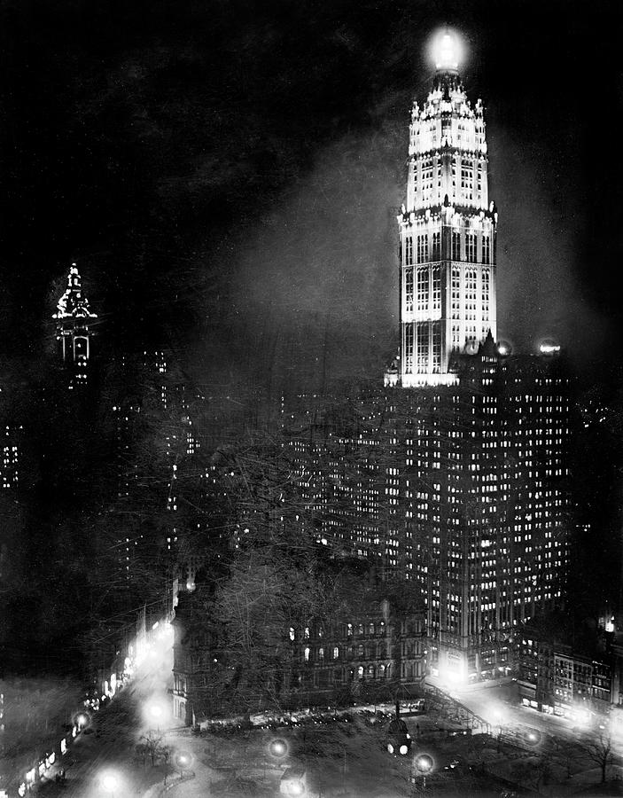 New York City At Night Photograph by Library Of Congress/science Photo Library