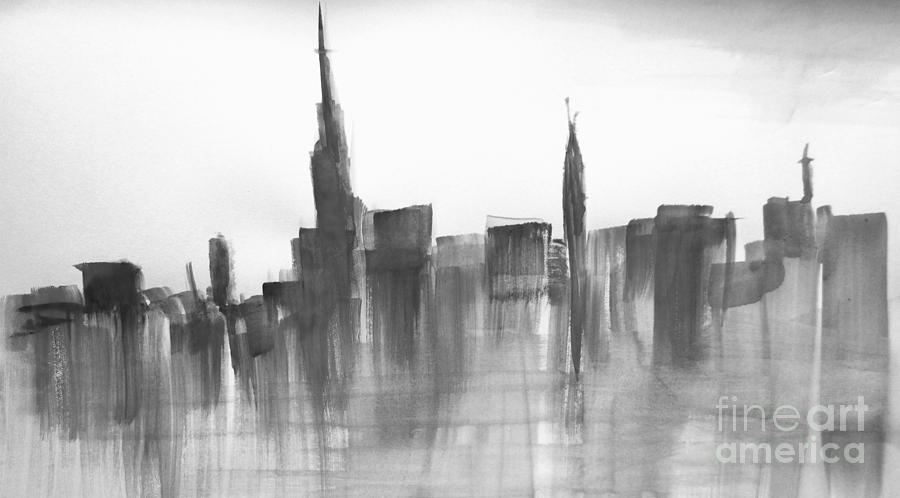 New york city at night  Painting by Mary Cahalan Lee - aka PIXI