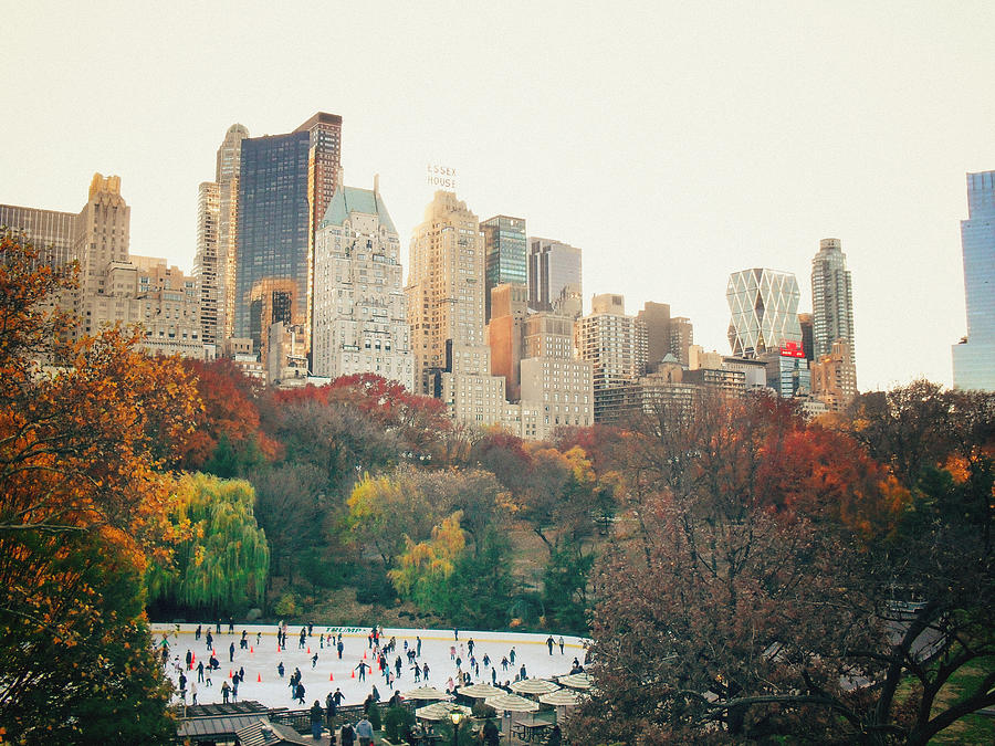 New York City Photograph - New York City - Autumn in Central Park - Trees and Ice Skating Rink by Vivienne Gucwa