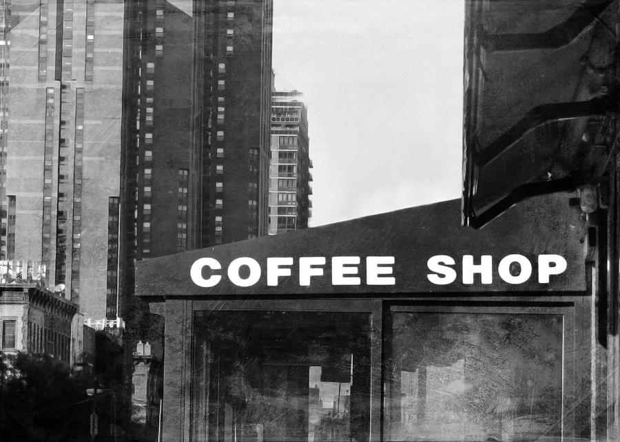 New York City Coffee Shop in Black and White Photograph by Brooke T Ryan