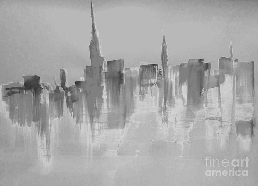 New York City Grayscape  Painting by Mary Cahalan Lee - aka PIXI