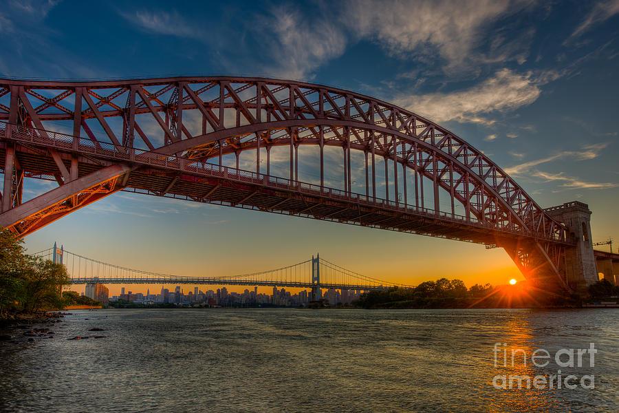 New York City Hell Gate Bridges Sunset Photograph by Clarence Holmes