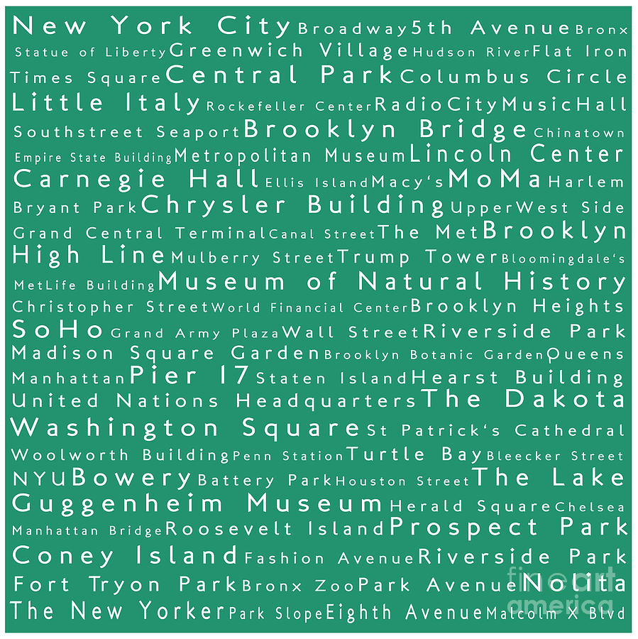 New York City in Words Algae Photograph by Sabine Jacobs