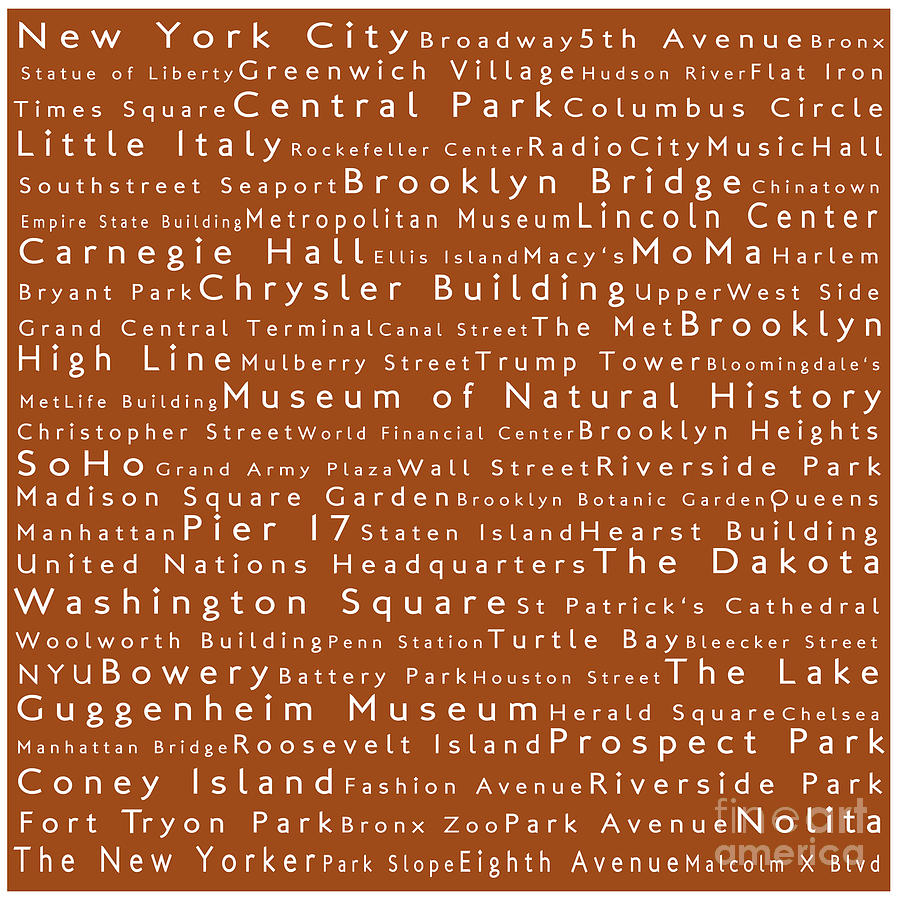 New York City in Words Toffee Photograph by Sabine Jacobs