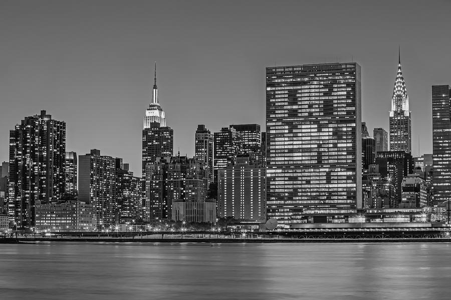 Empire State Building Photograph - New York City Landmarks BW by Susan Candelario