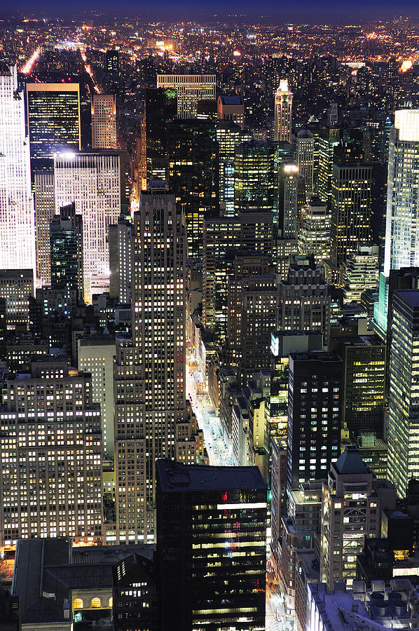 New York City Manhattan Skyline Aerial View At Dusk Black And Wh Photograph By Songquan Deng