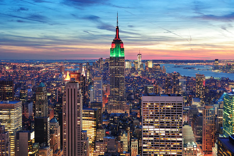 New York City Manhattan skyline aerial view Photograph by Songquan Deng