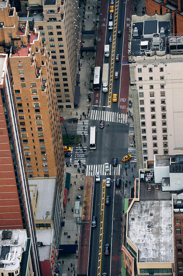 New York City Manhattan street aerial view  Photograph by Songquan Deng