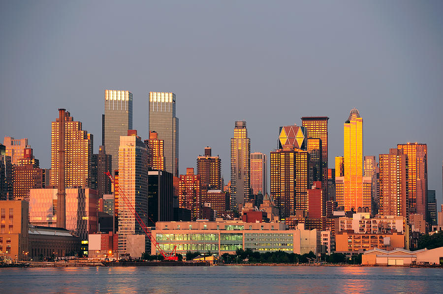 New York City Manhattan sunset panorama Photograph by Songquan Deng