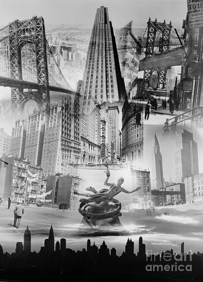 Skyline Photograph - New York City Montage 1939 by Padre Art
