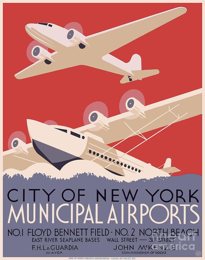 New York City municipal airports Painting by Vincent Monozlay